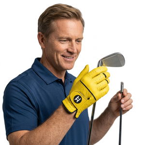 Gants de golf professionnels de couleur jaune pour gaucher, antidérapants, avec logo personnalisé, en cuir Cabretta, pour hommes et femmes - Product Image 4