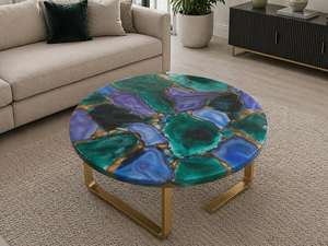 Table basse de luxe en pierre d'agate, design artisanal et écologique, table centrale pour salon moderne, décoration de meubles, Diwali, baptême - Product Image 3