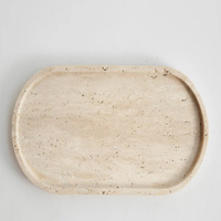 Plateau en travertin festonné de luxe naturel 12x8, plateau rectangulaire en travertin pour salle de bain, comptoir de cuisine, plateaux décoratifs en travertin