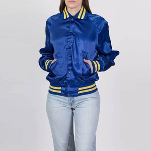 Veste varsity en coton bleu pour femme, coupe-vent, manches longues, col côtelé, longueur normale, style hiver, couleurs personnalisées, OEM - Product Image 4