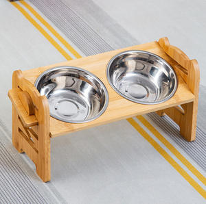 Adjustable Wood Elevated Pet Bowls for Small <b>Dogs</b> & Cats Quality <b>Ceramic</b> Easy-to-Use Travel Food Water Bowl Station Eco-Friendly - Product Image 3