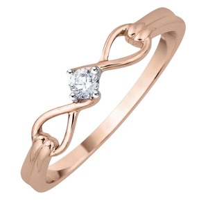 Bague de fiançailles en or rose 18 carats avec moissanite infini et diamant taille ronde serti à griffes pour femme - Product Image 4