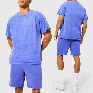Ensemble 2 pièces T-shirt et short en pur coton délavé pour homme – T-shirt rétro tendance avec logo imprimé numérique personnalisé - Product Image 6