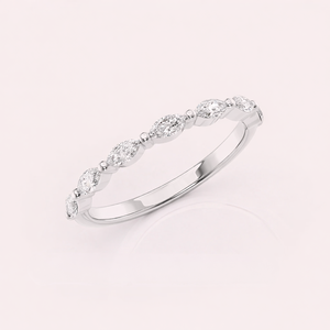 IGI Certified Marquise Shape Lab Grown Diamond Wedding Band Solid 925 Sterling Silver Half Eternity Diamond <b>Ring</b> - Product Image 2