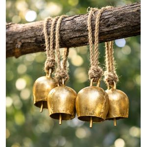 Gold <b>Metal</b> Jingle Bells Cluster With Hemp Rope Handle <b>For</b> Decoration - Product Image 4