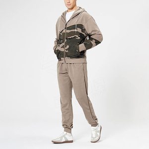 Men's <b>Camouflage</b> Hooded <b>Tracksuit</b> Full Zip Solid Color Breathable Casual Wear With Side Pockets Regular Fit Autumn Style - Product Image 5