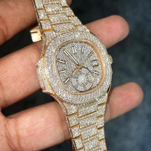 Reloj de Cuarzo Dorado con Diamantes, Esfera con Diamantes, Reloj de Pulsera con Indicador de Fecha, Moda de Lujo - Product Image 1