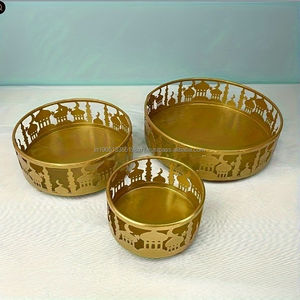 Bandejas de placas de Metal de lujo de Ramadán árabe personalizadas de alta calidad, el mejor juego de bandejas Rectangulares para fiestas de Bodas de Hotel, bandeja para servir - Product Image 5