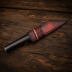 Couteau Kiridashi japonais fait main sur mesure, acier à haute teneur en carbone, lame fixe avec manche en bois d'ébène, étui en cuir véritable, vente en gros - Product Image 6