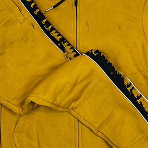 LUXE ชุดวอร์มลำลองสำหรับฤดูหนาวมีฮู้ดแบบมีซิปสีทองมีฮู้ดแบบธรรมดาลายทางสีดำแวววาวแวววาวสีทอง - Product Image 5