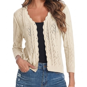 Cardigan en tricot à manches ballon pour femme, personnalisable en gros, pour un style décontracté et doux - Product Image 5