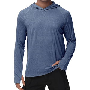 Men's Solid Gray Long Sleeve <b>Hooded</b> Fishing <b>Shirt</b> With Face Mask Breathable Pullover - Product Image 4
