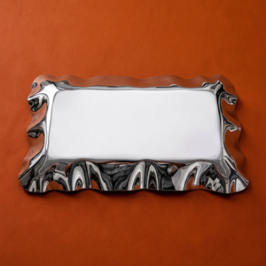 Exquisite Wavy Metal Chocolate <b>Tray</b> With Hammered <b>Mirror</b> Finish, Perfect For Luxury Home Decor And Serving Catering Event - Product Image 5