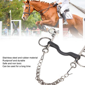Bocado de acero inoxidable para caballo con boquilla de neopreno y cadena para equitación - Product Image 6
