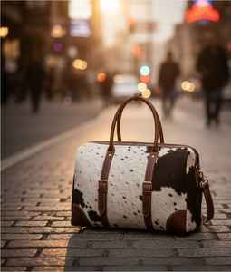 Bolsa de Viaje Multifuncional Ligera y Portátil con Cierre, de Cuero Vacuno Genuino con Pelo, Modelo LHDB-0108, para Pedidos al por Mayor - Product Image 3