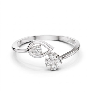 Bague élégante en or rose 14 carats avec feuille de diamant et fleur de diamant de laboratoire, ajustable, bijoux fins pour femmes - Product Image 5