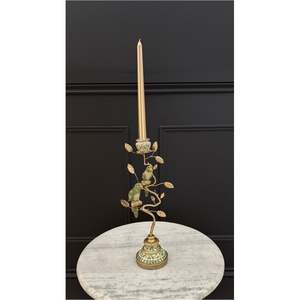 Candelabro de Metal Vintage con Forma de Loro Francés, Candelabro Dorado con Base de Cerámica, Decoración de Mesa de Lujo - Product Image 1