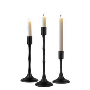 3 Pack Black Iron Candlestick <b>Holder</b> <b>Tall</b> Metal <b>Candle</b> Stand with Flared Base for Wedding Home Decoration Tapered Spindle <b>Candle</b> - Product Image 1