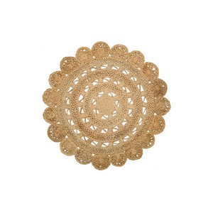 Handcrafted Jute Round Medallion Rug Bohemian Style Flat Weave Living Room Decor Spot <b>Clean</b> - Product Image 2