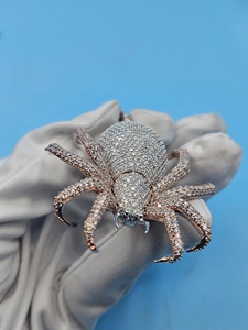 Spider <b>Pendant</b> Lab Grown Diamond 925 <b>Silver</b> Iced Out Spider Jewelry Statement <b>Pendant</b> Gothic Fashion Bold Gift <b>for</b> <b>Men</b> Women - Product Image 1