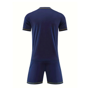 Conjunto de Camiseta de Fútbol Sublimada Azul Marino para Hombre, Manga Corta, Cuello en V, Uniforme de Fútbol con Diseño a Rayas, Absorbe la Humedad - Product Image 3