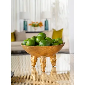 Traditional Chinese Style <b>Metal</b> Fruit <b>Bowl</b> with Brushed Bronze Finish Handmade Decorative Dish Round Shape - Product Image 5