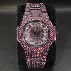 Montre analogique à quartz de luxe unisexe, bleue, avec strass et moissanite argentée, cadran rond 28 mm, verre saphir, fermoir caché, style antique et tendance - Product Image 3