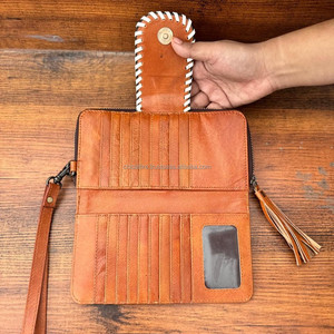 Porte-monnaie sculpté usiné à la main pochette coque de téléphone élégant en cuir véritable nouveau Design portefeuille multi-usages portefeuilles en cuir occidental - Product Image 6