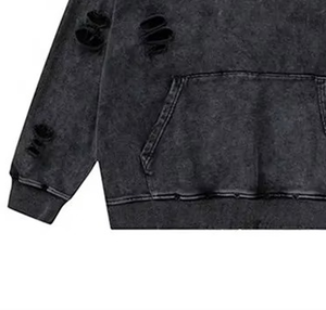 Sweat à capuche décontracté pour homme, design personnalisé, effet vieilli, logo personnalisé, style streetwear oversize, sweats à capuche pour homme - Product Image 5