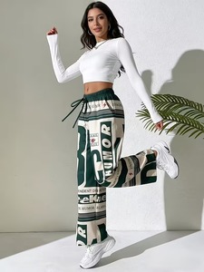 2026 Trend Women's Heavyweight 340g <b>Summer</b> Wide Leg Loose <b>Pants</b> Mid Waist Sweatpants with Contrast Elastic Waist and Pockets - Product Image 6