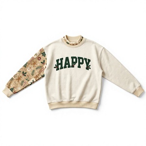 <b>Women</b> Oversized Cream Mock Neck Sweatshirt with <b>Green</b> Christmas Embroidered Letters and Gingerbread - Product Image 2