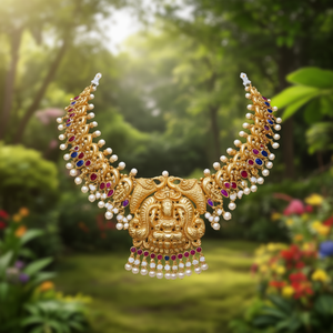 Nagas Choker Necklace Set with Semi Precious Stones and Pearls - Product Image 3