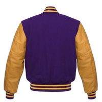 Veste universitaire unisexe violet-or 100 % laine, col en V, coupe classique, style preppy, hiver, logo frontal, coupe-vent, respirante