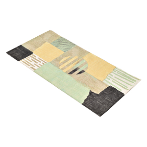 Alfombra Moderna Tejida a Mano, Diseño Abstracto, Color Verde Salvia y Gris Carbón, Bloques de Color, Baja Altura, de Algodón, para Decoración de Sala de Estar Estilo Japandi - Product Image 2