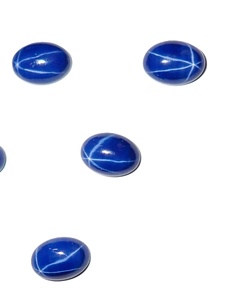 Zafiro Azul Estrella Ovalado de 10x14 mm, 7 Quilates, Creado en Laboratorio, Cabujón Pulido con Efecto de Estrella de 6 Puntas para Joyería - Product Image 3
