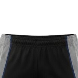 Shorts de netball unisexe noir et gris sublimés en polyester léger, uniforme de sport avec panneaux latéraux, vêtements d'entraînement athlétique - Product Image 3