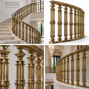 Rampe d'escalier en colonne cannelée en bronze avec balustres ornementaux pour grandes villas, hôtels et intérieurs - Product Image 5
