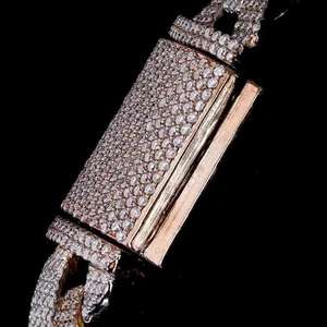 Collier Miami Cuban Link en Moissanite Givrée 17mm pour Homme, Chaîne Double Rangée VVS1 en Argent Sterling 925 Massif Plaqué Or Certifié - Product Image 4