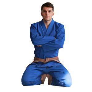 Uniforme de MMA Más Vendido, Color Azul, Uniforme Deportivo de Jiu Jitsu Brasileño, Preencogido, con Aberturas Laterales, Traje de BJJ con Cinturón Marrón - Product Image 3