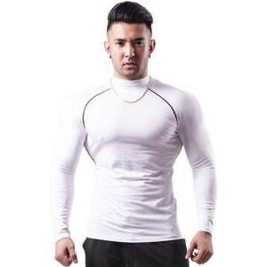 T-shirt de compression pour homme, manches longues, pour entraînement fitness, course à pied, musculation, respirant, noir - Product Image 3