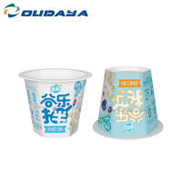 100mL gran oferta Hexagonal IML impresión personalización plástico gelatina helado yogur taza con tapa para mascotas