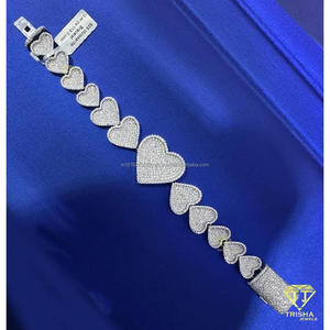 Pulsera de Lujo con Eslabones de Corazón y Moissanita, con Piedras de Color D VVS, Completamente Cubierta de Diamantes, Joyería de Diseño Romántico para Hombre - Product Image 5