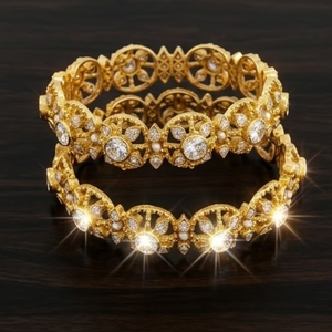 925 Silver Monzo Bangles Crystal Designer <b>Kada</b> Bracelet Set for Women Wedding Party Jewelry - Product Image 4
