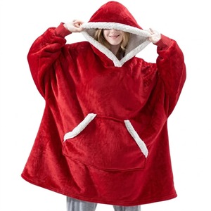 Sudadera con Capucha Extra Grande para Mujer, de Forro Polar, Manga Larga, Color Sólido, Abrigo Tipo Manta Cálido para Invierno con Bolsillos - Product Image 1