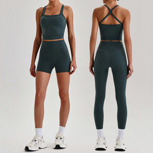 Conjunto Deportivo de 2 Piezas para Mujer, Estilo Naked Feel, de Alta Calidad, Bra Deportivo y Pantalones Cortos de Ciclismo, Ropa de Entrenamiento, Conjunto de Yoga - Product Image 6