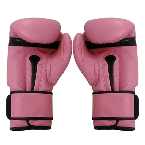 Gants d'entraînement de boxe en similicuir rose imperméables à lacets avec sangle de poignet réglable unisexe pour adultes et adolescents - Product Image 3