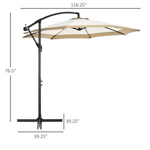 Ombrellone da Giardino/Patio da 2,7m/3m con Manovella Facile e Base Stabile in Poliestere Beige - Product Image 3