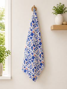 Blue & White Floral Printed Kitchen Tea <b>Towel</b>, Botanical <b>Pattern</b> Dish <b>Towel</b> | Cotton linen Kitchen <b>Hand</b> <b>Towel</b>. - Product Image 3