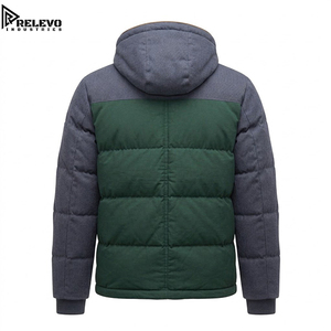High Quality Premium OEM Men Dark Green and <b>Grey</b> Casual Solid Hooded Puffer <b>Jacket</b> Spring Quilted <b>Jacket</b> with Full Zip - Product Image 2