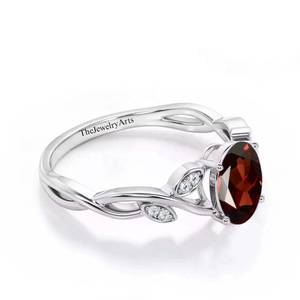 Bague de fiançailles pierre de naissance de janvier, bague grenat rouge, argent sterling 925, bijoux en argent faits à la main avec pierres précieuses, cadeau pour femme - Product Image 3